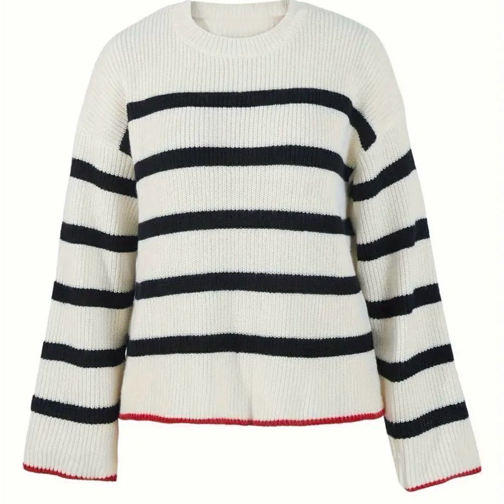 Women’s Striped Crew Neck Loose Sweater,  Long Sleeve